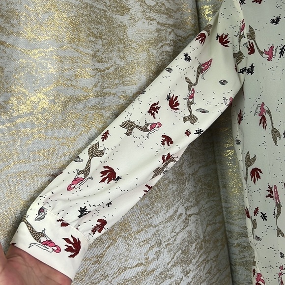 Zara Basic Mermaid Print Button Down Shirt Blouse Size XS - Picture 8 of 17